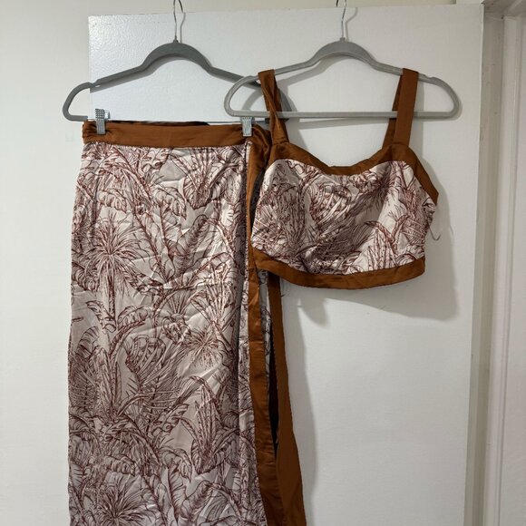 🌴 VICI Mariza Tropical Print Satin Set (Top + Skirt) - Size L/XL, Brand New 🌴 - Picture 4 of 14